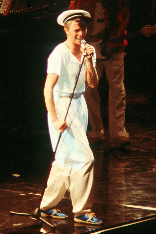 David Bowie performing live in concert