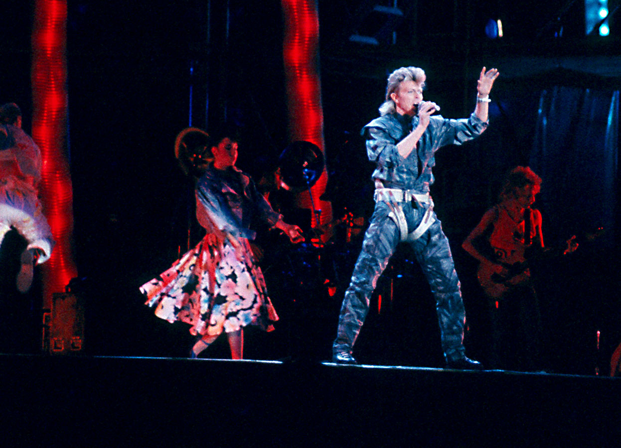 David Bowie performing live in concert